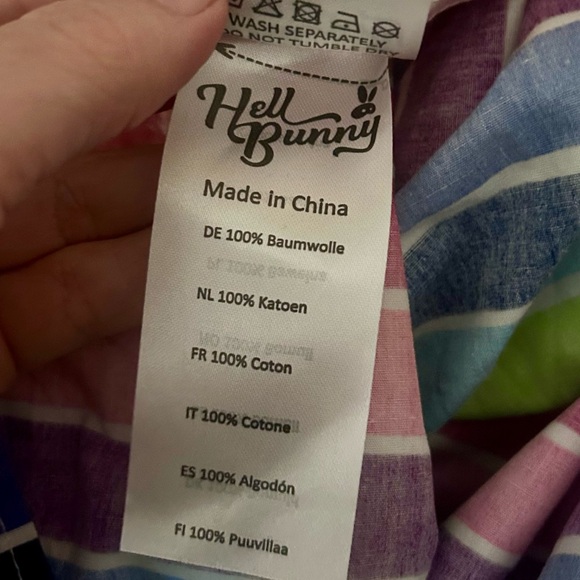 NWT Hell Bunny Over The Rainbow Striped 50's Skirt Sz 2XL Rockabilly - Picture 6 of 12